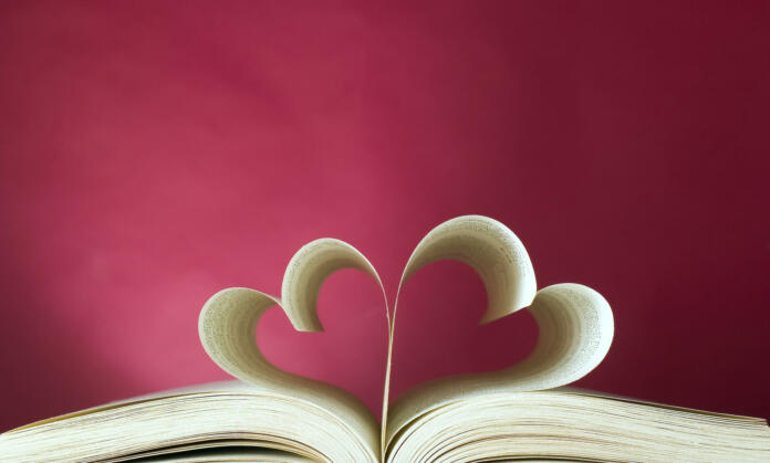 Opened book and heart shape