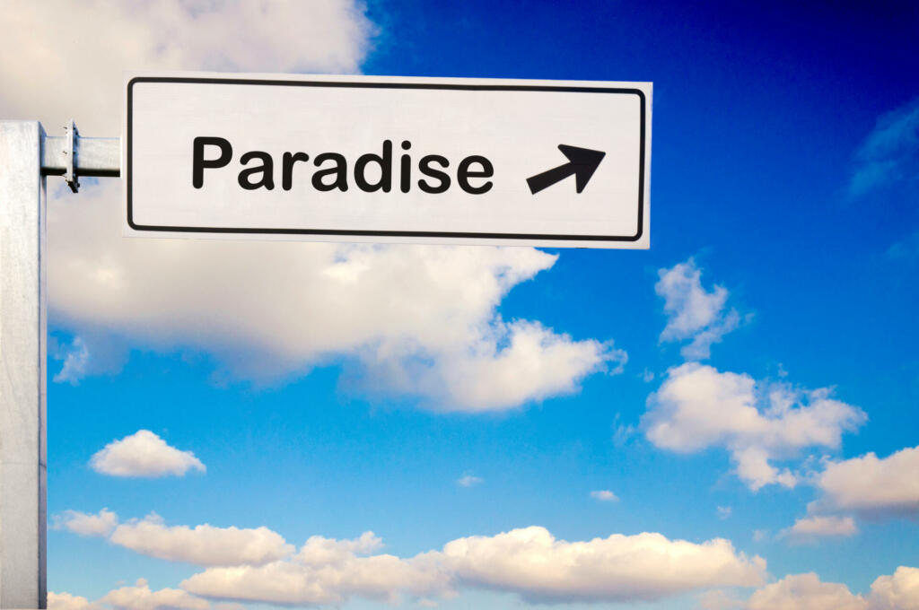 Paradise sign over the sky