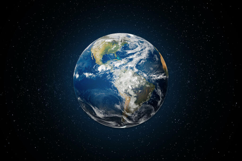 Planet Earth globe view from space with North and South America. This image elements furnished by NASA. https://images.nasa.gov/details-GSFC_20171208_Archive_e002012