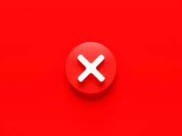 Red cross check mark icon button and no or wrong symbol on reject cancel sign button negative checklist background with decline option box. 3D rendering.