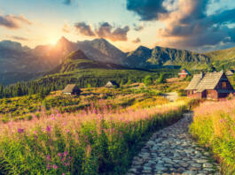 Tatra mountains with valley landscape in Poland. Dolina Gasienicowa valley