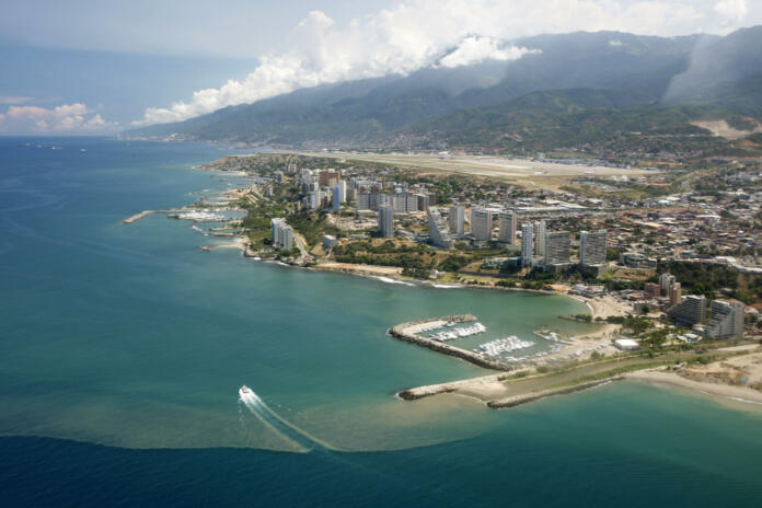 the cityscape at the Caracas Airport at the coast of Caracas in the north of Venezuela.