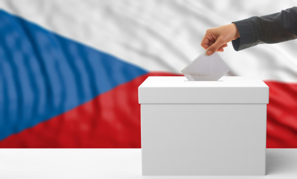 Voter on an waiving Czech Republic flag background. 3d illustration