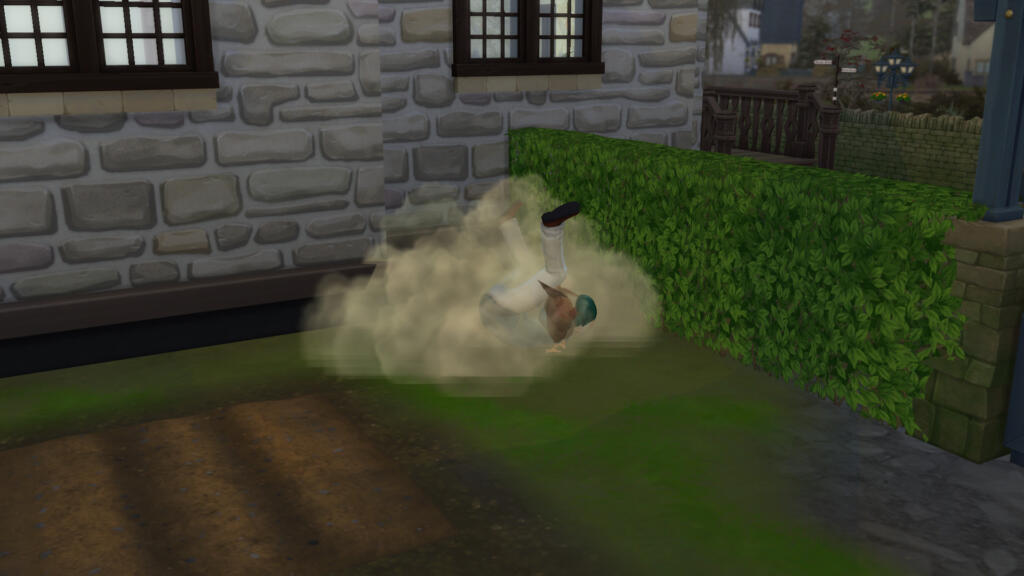sims 4, screenshot, cottage living chicken attack