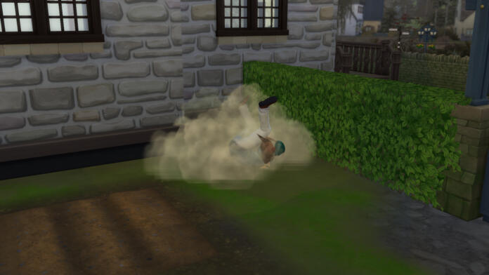 sims 4, screenshot, cottage living chicken attack