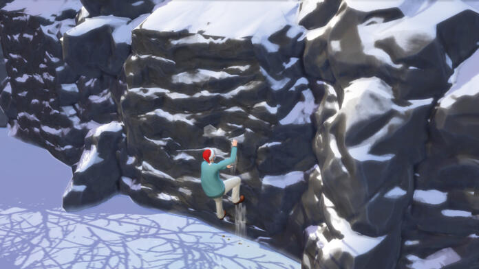 sims 4 snowy escape, rock climbing, screenshot