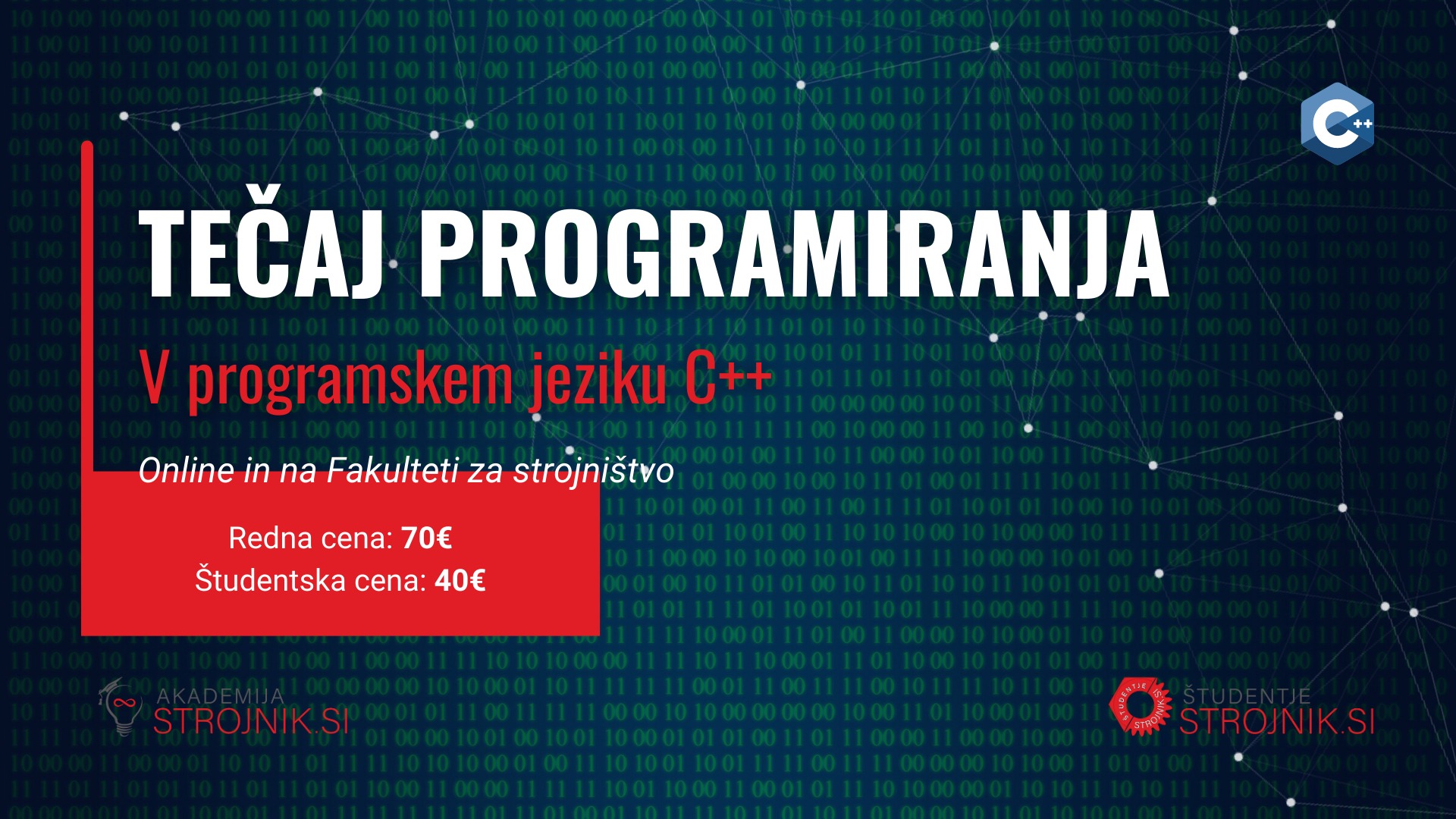 Osnovni tečaj programiranja v C++ / 14. 3. - 23. 3. / Online in v živo