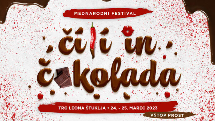 Festival Čili in čokolada #4 Oglas za dogodek z naslovom, lokacijo in datumom ter pripisom vstop prost