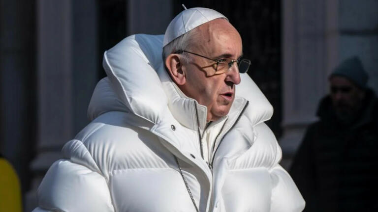 Je to slika leta 2023? Papež Frančišek v Balenciagi