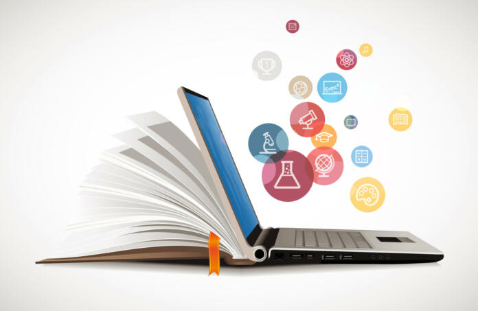 Elearning - book as laptop  electronic book concept