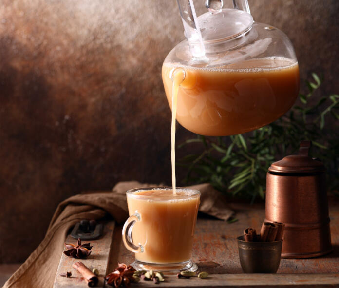 masala tea with spices and milk