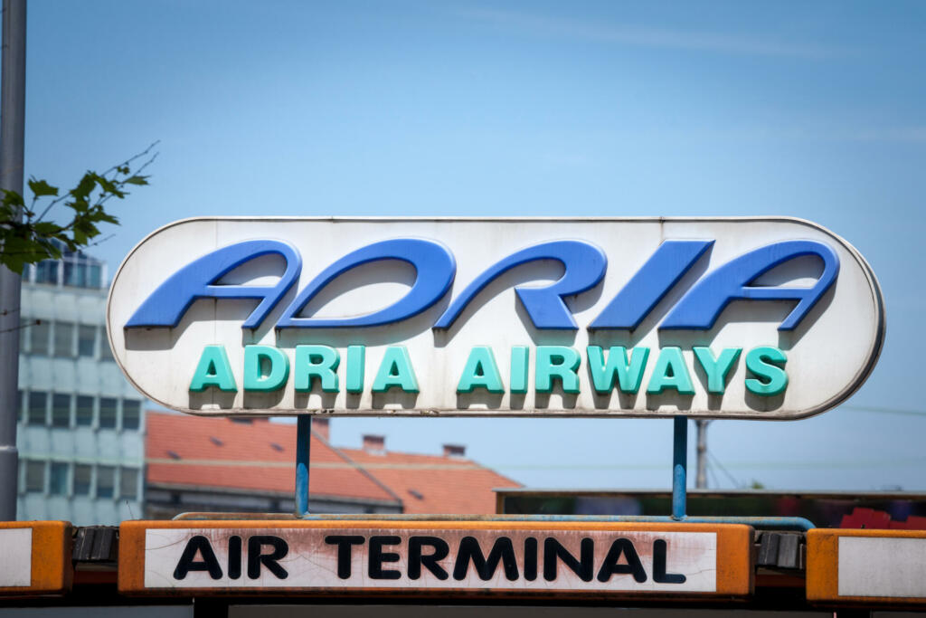 "n"nPicture of the Adria Airways sign on their bus stop in Ljubljana, Slovenia. Adria Airways d.o.o. was the flag carrier of Slovenia, operating scheduled and charter services to European destinations. The company's head office was at Ljubljana Joe Punik Airport in Zgornji Brnik, Cerklje na Gorenjskem, near Ljubljana