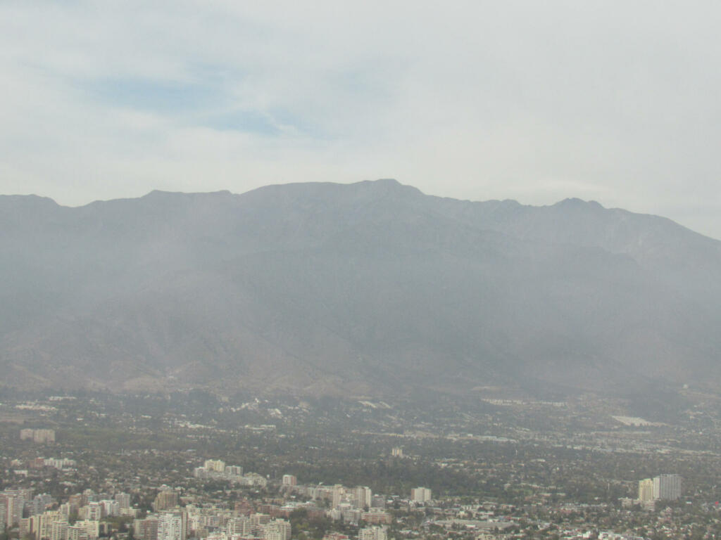 Pollution in the sky of Santiago Chile. View from Sky Costanera