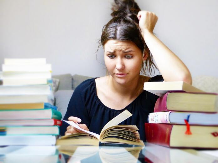 woman, books, youthful