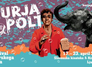 Vikend na 10. Kurji polti! Grafika za Kurjo polt s sliko moškega, slonom in podatki o festivalu
