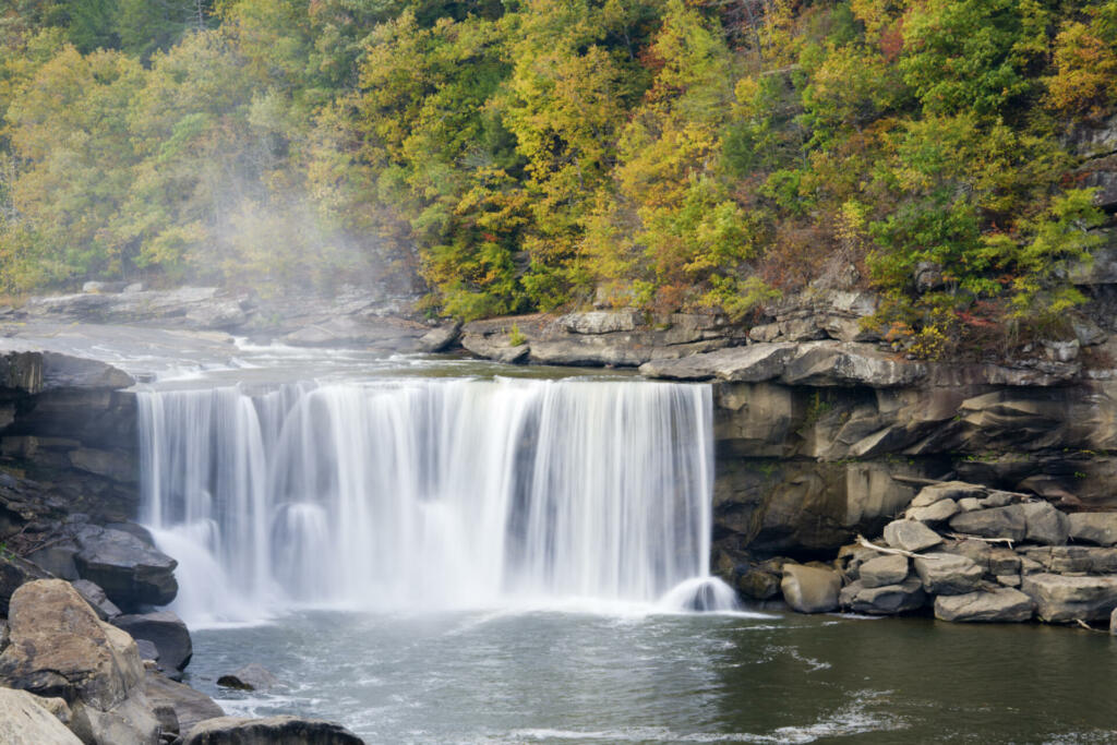 Cumberland Falls, Kentucky. Beautiful fall landscape. Long exposure