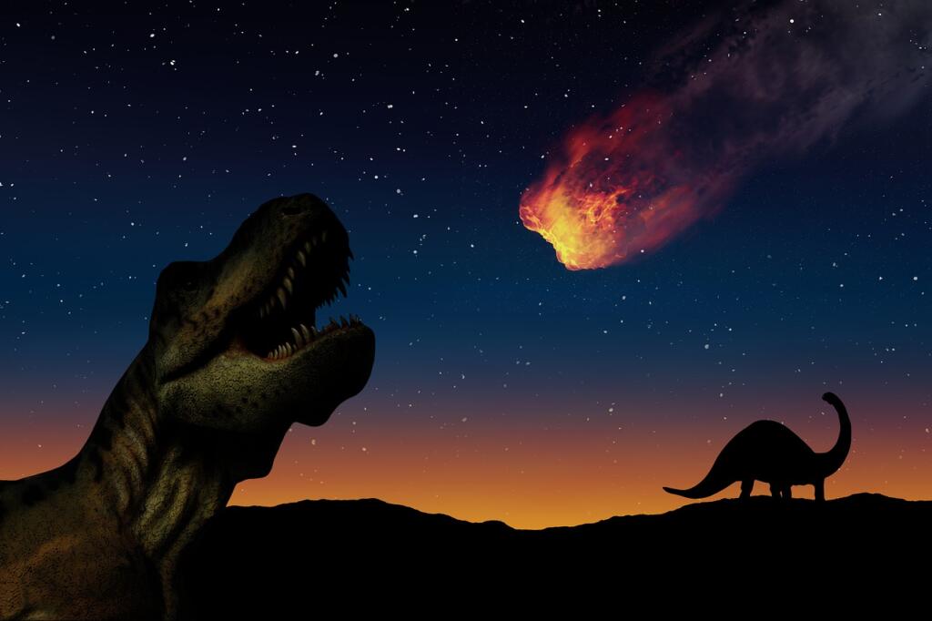 dinosaurs, asteroid, stars