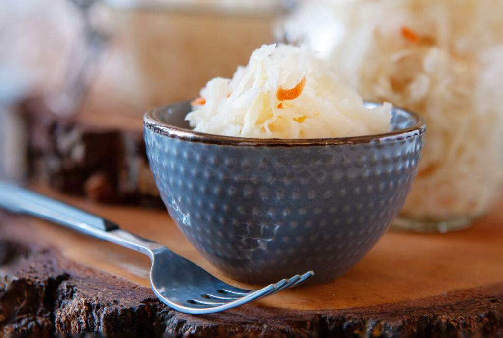 Fermented cabbage. Postbiotic functional food for your healthy gut diet