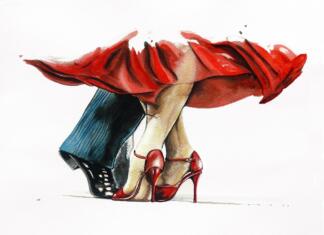 4 dih jemajoči plesni nastopi ali »Ta pa znata!« tango, watercolor, dance
