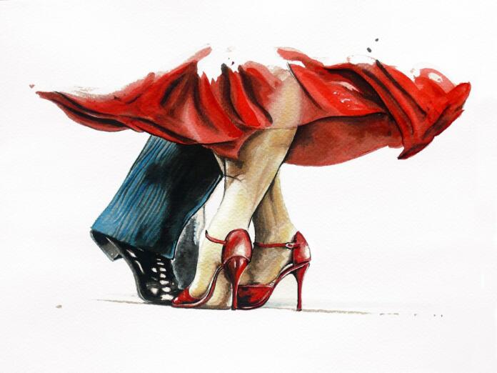 tango, watercolor, dance