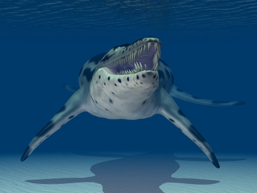 Computer generated 3D illustration with the extinct pliosaur Kronosaurus