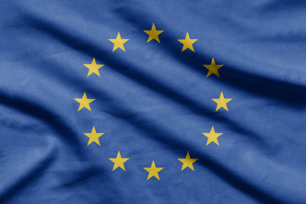 European Union flag on wavy fabric.