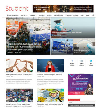 Zaslonska slika portala Student.si