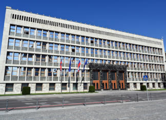 Kaj pomeni vladavina prava? Ljubljana, Slovenia - October 4, 2019: The facade of the Slovenian Parliament.