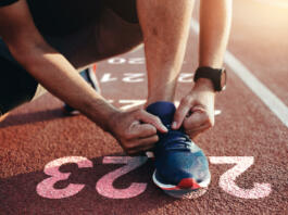 Sports man who wants to start the new year 2023. Concept of new professional achievements in the new year and success