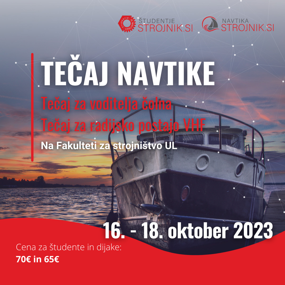 Tečaj za voditelja čolna in radijsko postajo VHF GMDSS | 16. - 18. oktober 2023 | UL FS