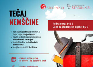Tečaj nemščine za začetnike / 32-urni tečaj / 16.10. – 13.12. 2023