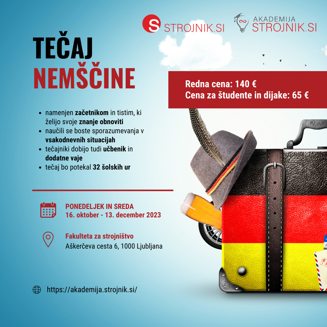 Tečaj nemščine za začetnike / 32-urni tečaj / 16.10. - 13.12. 2023