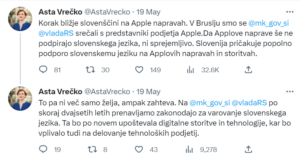 tvit Aste vrečko glede sestanka z Applom