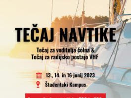 Tečaj za voditelja čolna in radijsko postajo VHF GMDSS | 13.6 / 14.6. / 16.6 | Študentski Kampus