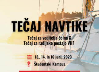 Tečaj za voditelja čolna in radijsko postajo VHF GMDSS | 13.6 / 14.6. / 16.6 | Študentski Kampus