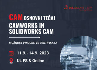 CamWorks in Solidworks CAM tečaj za pridobitev certifikata o znanju / 11.9. – 14.9. 2023 / Spletna izvedba