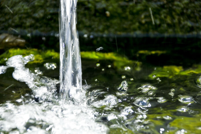A closeup shot of splashing spring water