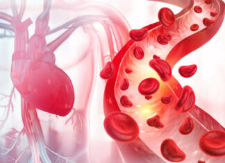 Hemofilija – krvava dedna bolezen Blood cells in an artery. 3d illustration