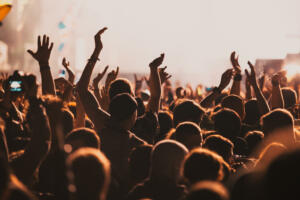 concert and festival background crowd of people partying