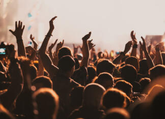 Najboljši koncerti 2024 – v Sloveniji! concert and festival background crowd of people partying