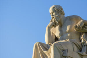Greek philosopher Socrates in front of the National Academy of Athens