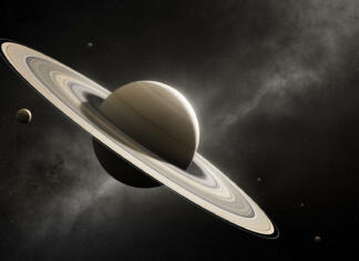Znanstveniki na dobri poti pri iskanju življenja na planetu našega osončja Planet Saturn in deep space with major moons according to scale (Elements of planet texture for 3d render furnished by NASA)