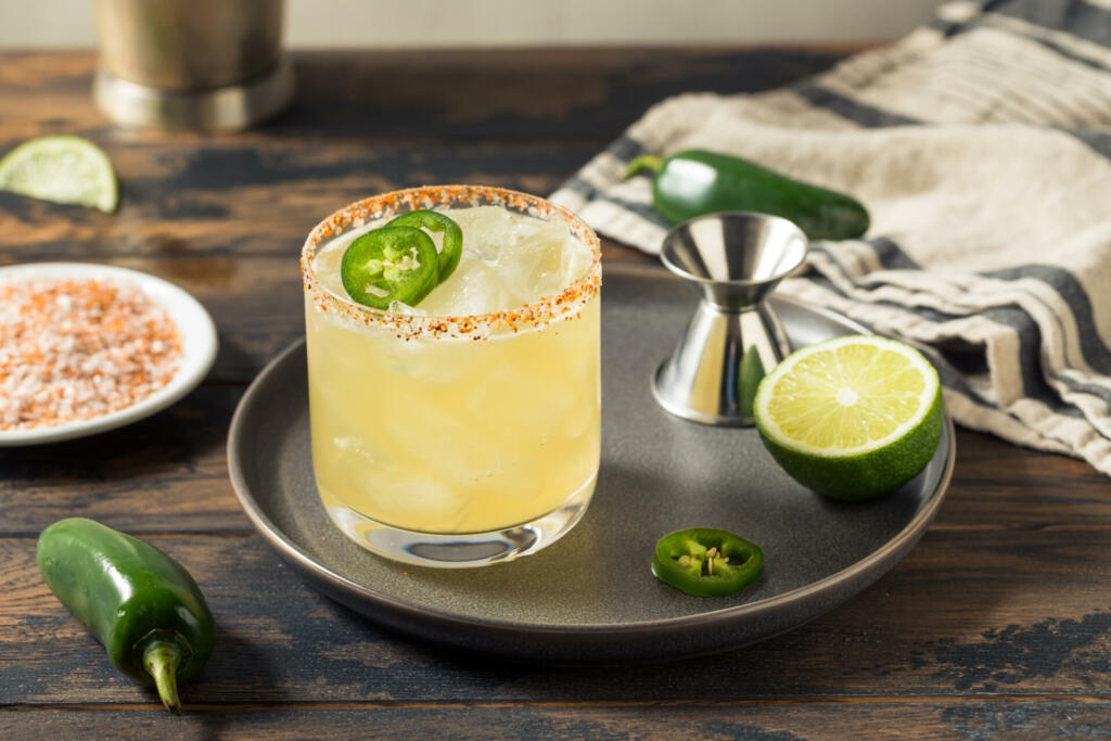 Boozy Spicy Jalapeno Margarita with Tequila and Lime