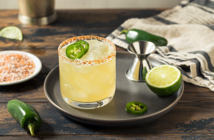 Boozy Spicy Jalapeno Margarita with Tequila and Lime