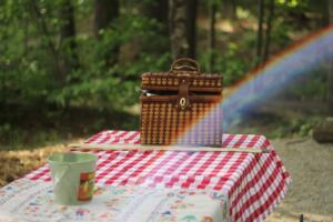 table, cloth, basket