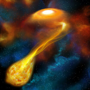 The act of one denser star using its gravity to engulf another near star is called stellar cannibalism.