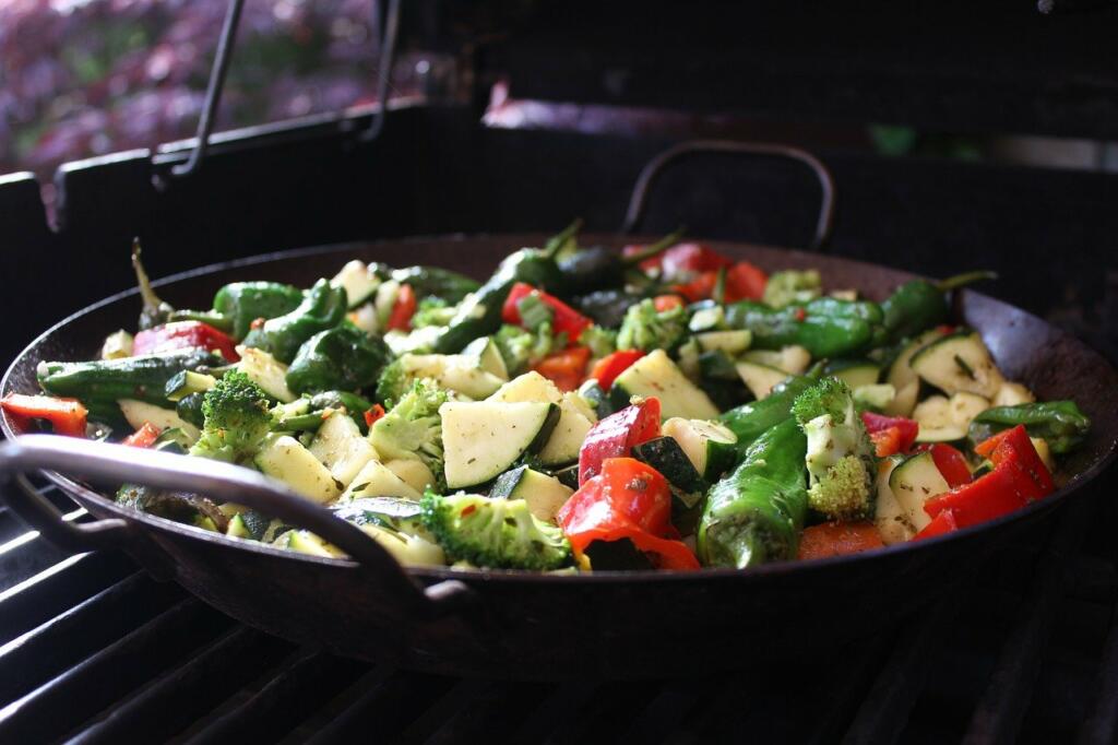 vegetable pan, grilled vegetables, cooking