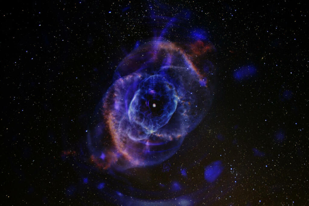 Rose-shape nebula in space. Elements of this image furnished by NASA./NASA urls: https://images.nasa.gov/details-PIA16009.html https://www.nasa.gov/feature/jpl/planck-first-stars-formed-later-than-we-thought (https://www.nasa.gov/sites/default/files/thumbnails/image/esa_planck_reionisation_2k_0.jpg) https://solarsystem.nasa.gov/resources/429/perseids-meteor-2016/
