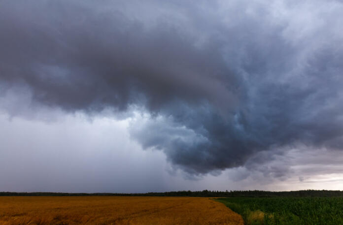 Severe thunderstorm clouds, landscape with storm clouds, severe weather