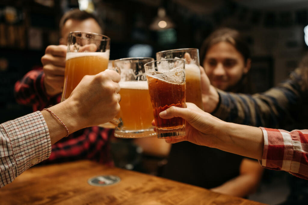 A group of friends drinking beer